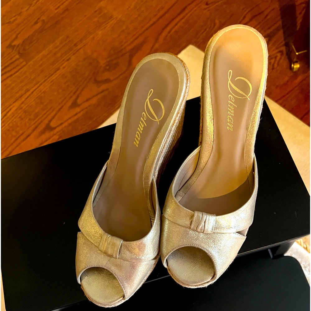 Delman Gold Wedge Heels